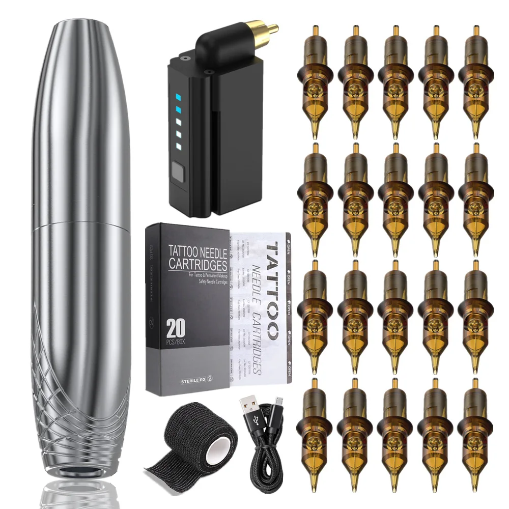 

Embroidered dragon Amazon wireless power tattoo machine set rechargeable battery motor tattoo pen full set tattoo equipment