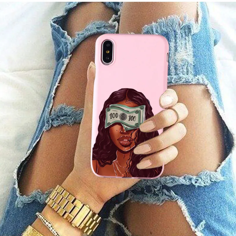 Зарабатывать деньги не друзья Kash афро черная девочка Fundas чехол для телефона iPhone 12