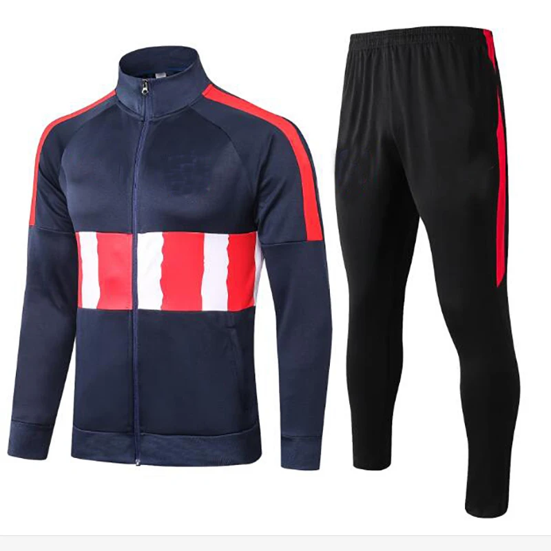 

TYBURN Tracksuit 2021 Mens Real Soccer Polo Tracksuit Kits Training Wear Clothes Man Set Zippered Long-Sleeved Sports Suit