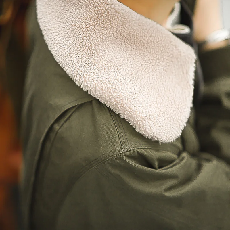 Мужская куртка-бомбер с меховым воротником и флисовой подкладкой летное