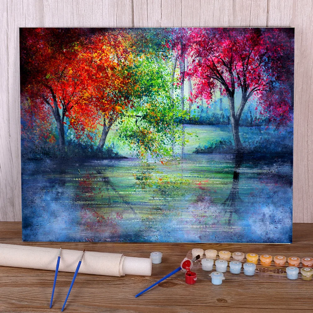 

Natural Scenery Misty Waters Coloring By Numbers Painting Complete Kit Oil Paints 40*50 Paiting By Numbers Handicraft