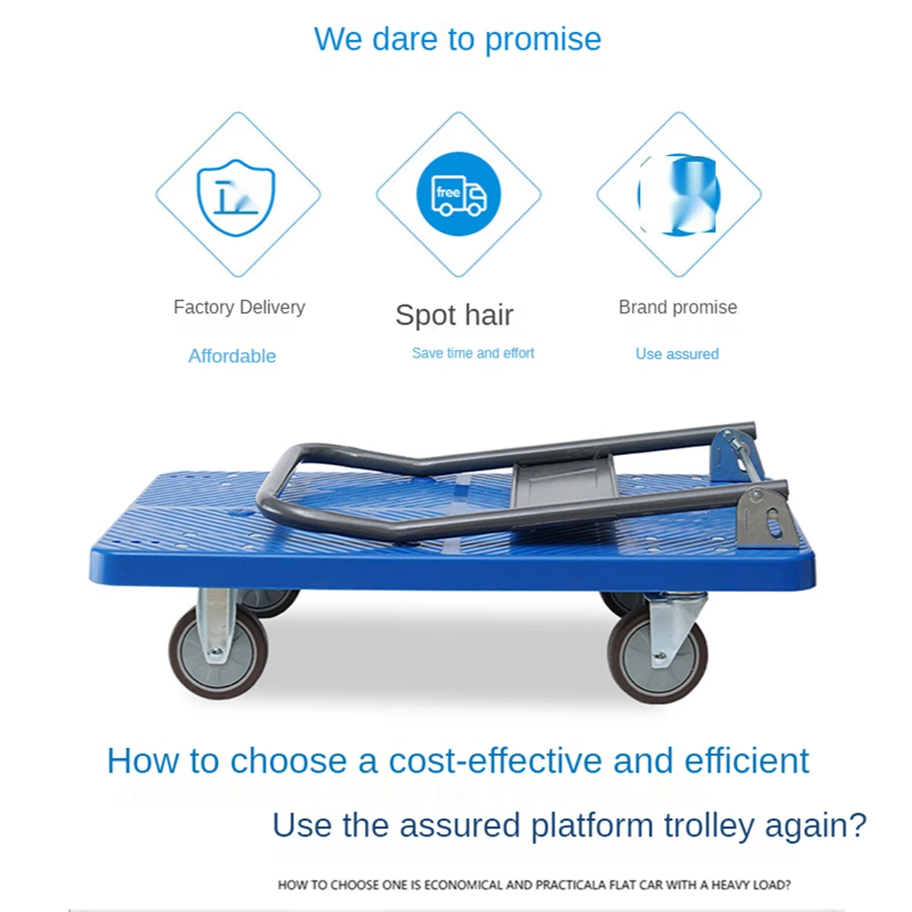

Foldable Push Hand Cart for Loading and Storage Platform Truck Cart with 500KGWeight Capacity and 360 Degree Swivel Wheels
