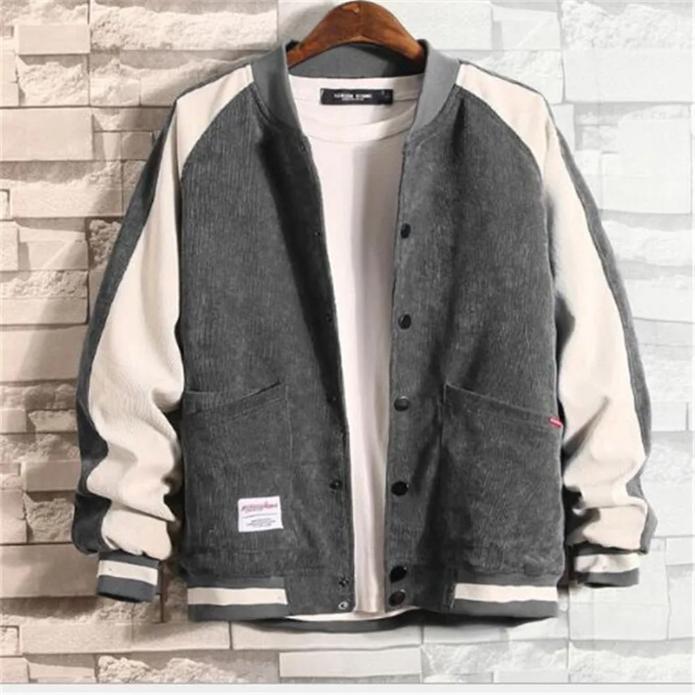 

Spring Autumn New Trends Stand-up Collar Men's Jacket Loose Student Baseball Uniform Top Outerwear Coats