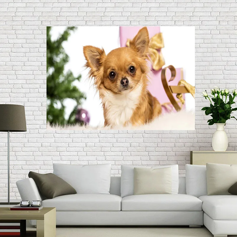 

Custom Chihuahua Dog Poster Wall For Living Room Art Poster Decoration Canvas Fabric Cloth No Frame Morden Home Decor A12.2