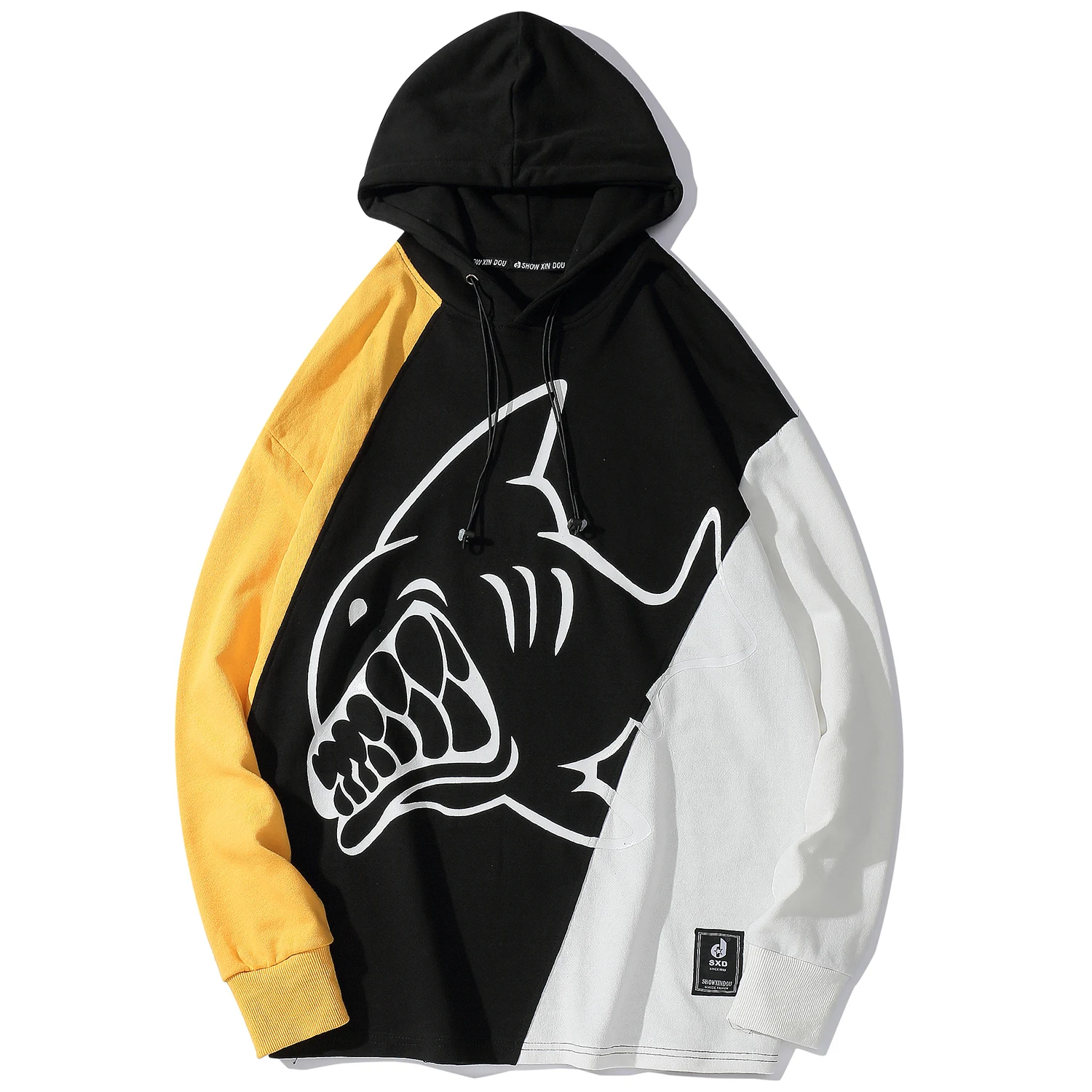 Aelfric Eden мужские толстовки с капюшоном в стиле пэчворк принтом акулы Harajuku