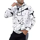 Осенняя мужская толстовка с художественным ассиметричным принтом, Повседневная Толстовка с кулиской, приятный для кожи пуловер с длинным рукавом для повседневной носки