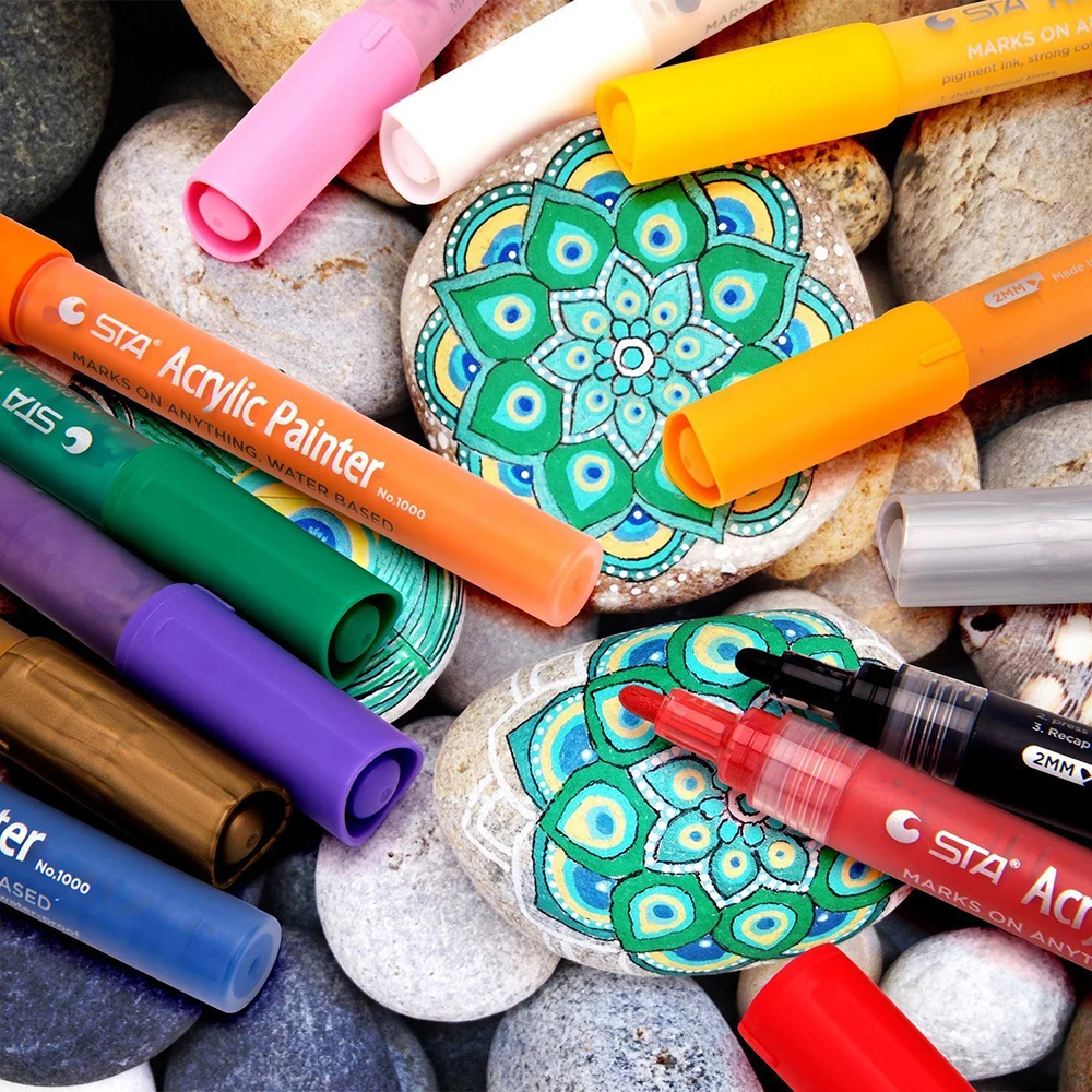 

12/18/24Pcs Colorful Paint Marker Set Waterproof Acrylic Paint Pens Permanent Paint Markers Art Painting Supplies Stationery