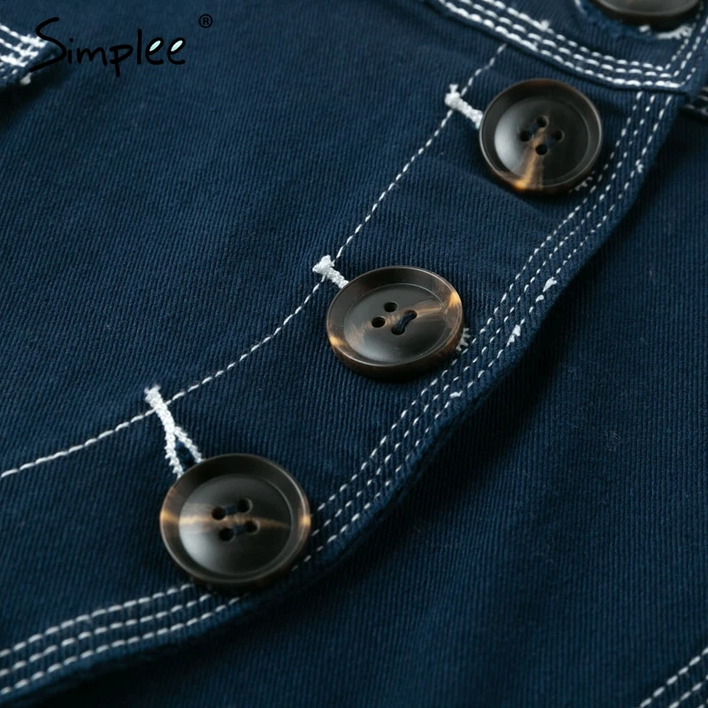 Simplee женскoе джинсовые юбкa с высокой талией карманные A-line кнопка мини-юбкa