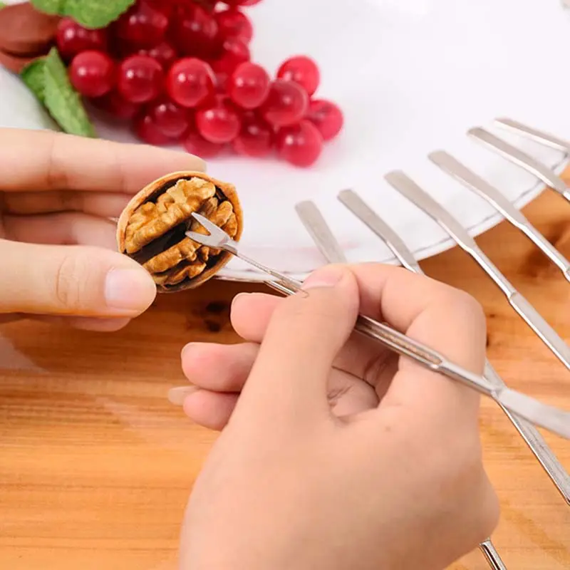 

4Pcs/lot Multifunctional Walnut Needle Fruit Fork Kitchen Gadgets Seafood Tools Stainless Steel Lobster Crab Needle