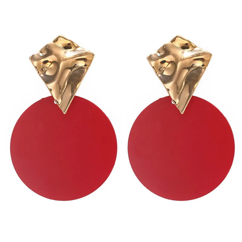 

Simple And Fashionable Geometric Metal Irregular Bumpy Color Matching Disc Female Earrings Jewelry