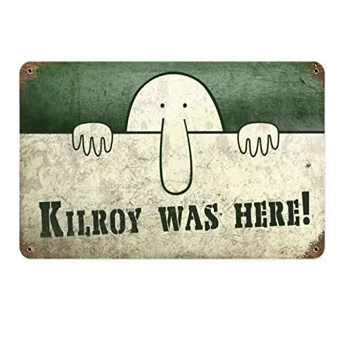 

Tin Sign New Aluminum Metal Kilroy was Here Retro 11.8 x 7.8 Inch