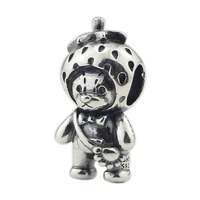 genuine 925 sterling silver strawberry bear charm beads fit original brand bracelet jewelry vintage bead for jewelry making