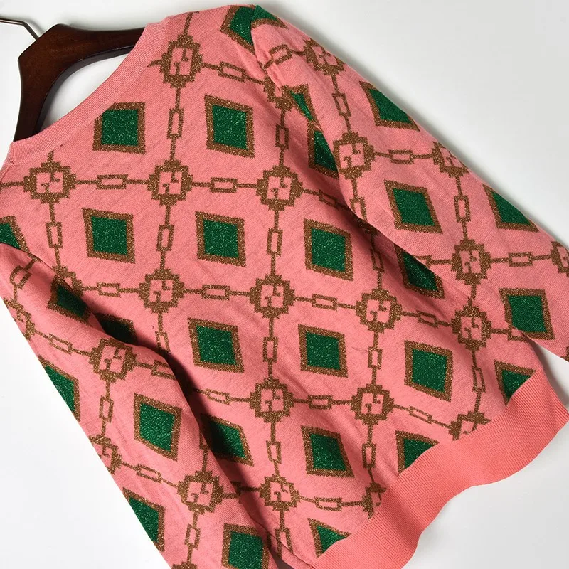 Женский однобортный Кардиган с v образным вырезом дизайнерский жаккардовый