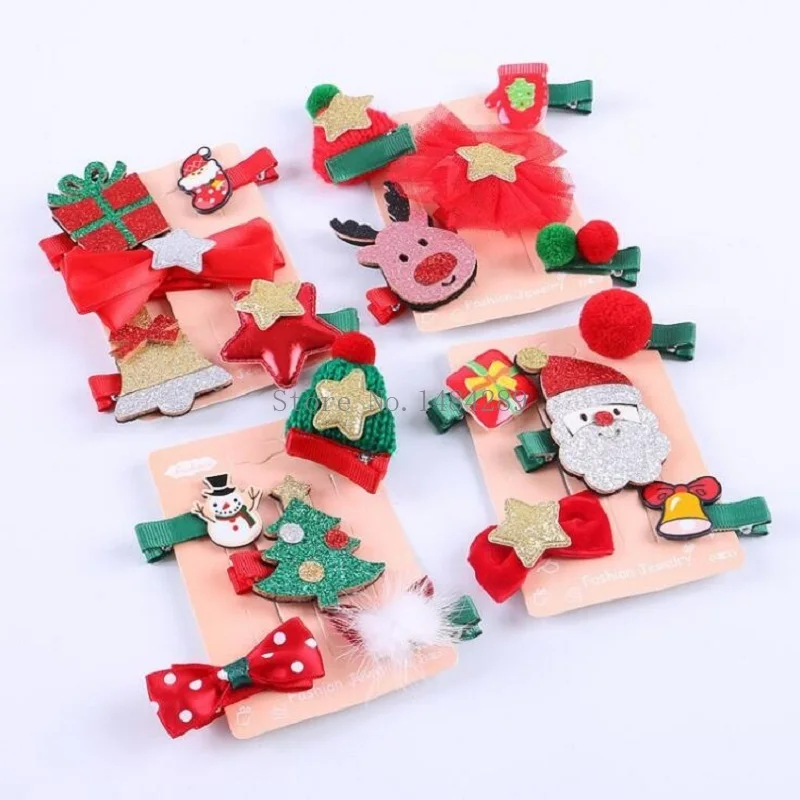 

5Pcs/set Girls Cartoon Christmas Gifts Hair Accessories Set Hair Clips Barrettes Hair Ornament Children Hairpins Hair Clip