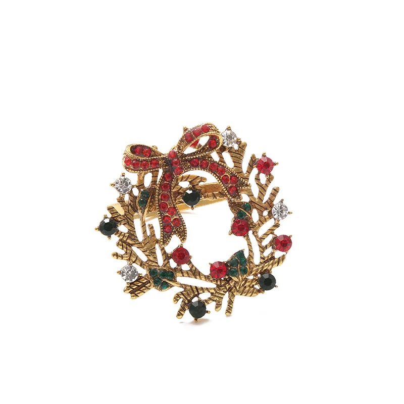 wreath 10 шт. High-end Рождественская елка Салфетка кольцо, Бант цветочный венок рот кольцо пример отеля комната комплект Рождественского стола салфетки пряжки - Цвет: wreath