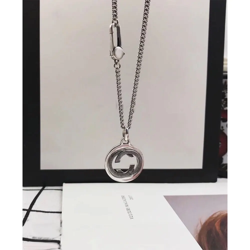 

S925 sterling silver simple style gear pattern Necklace luxury brand jewelry fashion charm original 1:1 women's gift