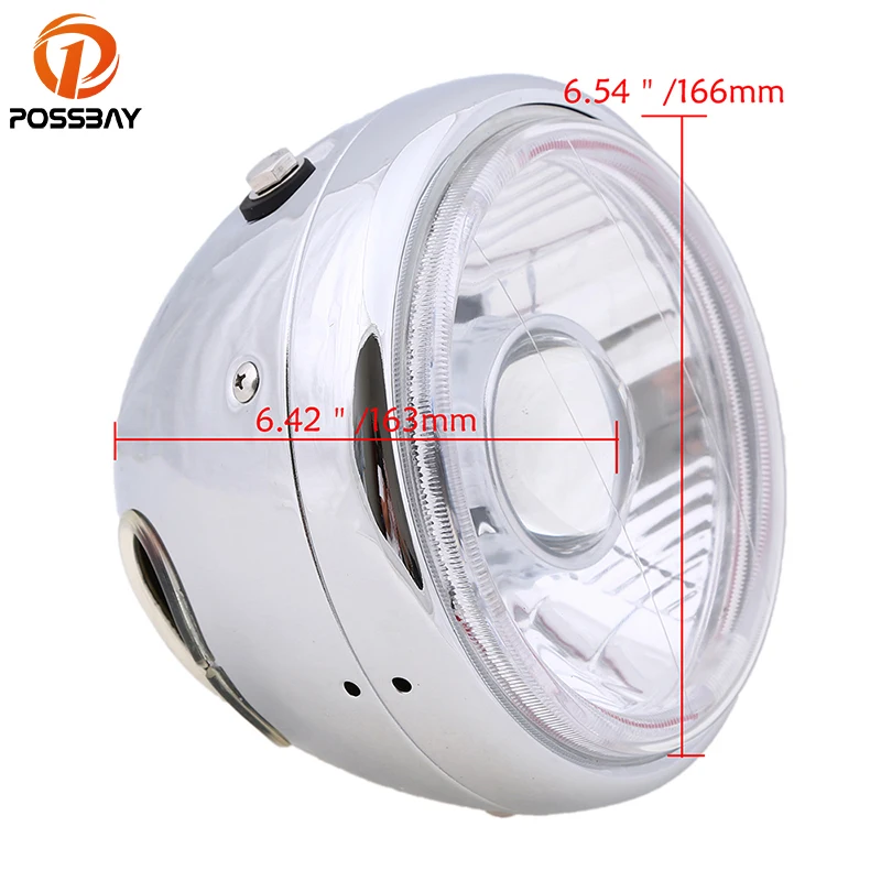 Хромированные винтажные мотоциклетные галогенные фары POSSBAY угловые для