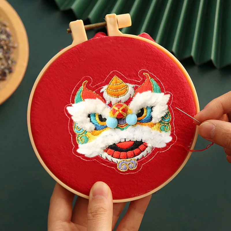 Китайский амулет DIY Вышивка Kawaii Лев вышивка крестиком набор рукоделие ручная