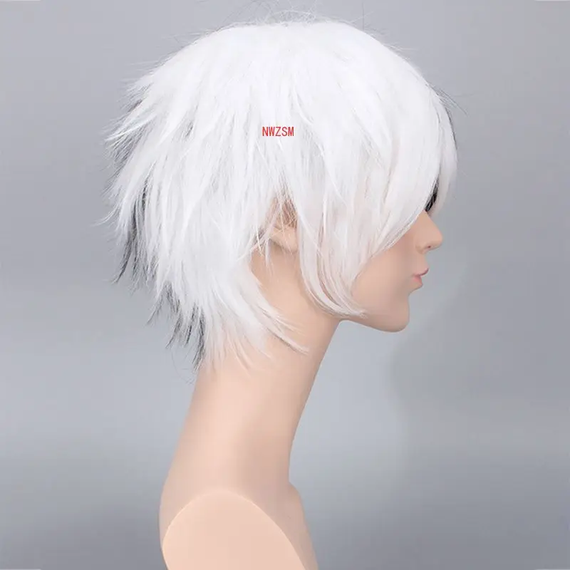 

Anime Danganronpa Monokuma Wig Cosplay Costume Dangan Ronpa Women Men Short White Black Synthetic Hair Halloween Party Wigs