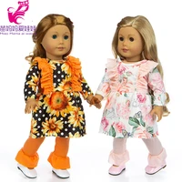 new born baby doll clothes sunflower dress pants fit for 18 inch american doll clothes wear lace dress