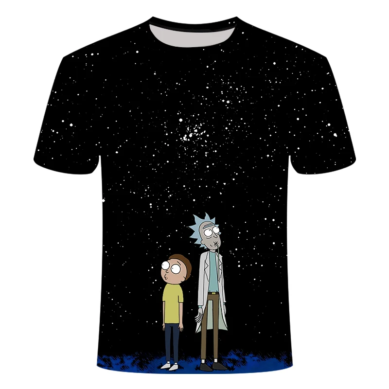Rick y Morty de Jm2 Art 3D Camiseta Hombre camiseta verano аниме Camisetas manga corta cuello redondo Топы gota nave|Мужские