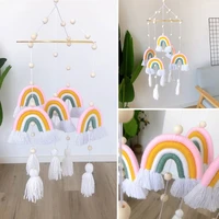 rainbow hanging handmade weaving ornament nordic baby kids room wall decor baby rattle mobile toys crib toy