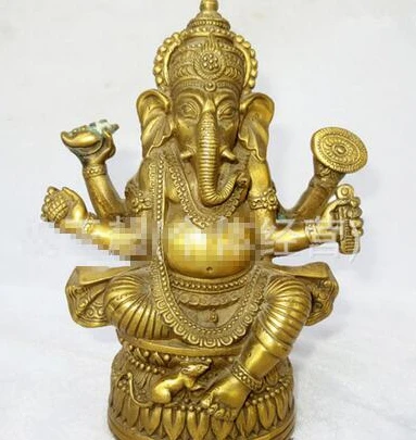 

Copper Brass craft Copper Elephant God Tibet Culture Brass Ganapati Ganesh Lord Ganesha Statue Buddha Home Office wholesale fact