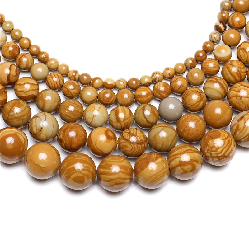 Бусины из натурального камня для рукоделия Гладкие бусины с коричневой