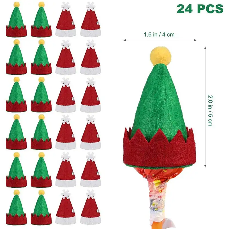 24 шт Рождественская мини шляпа шапка леденец Нетканая крышка бутылки вина