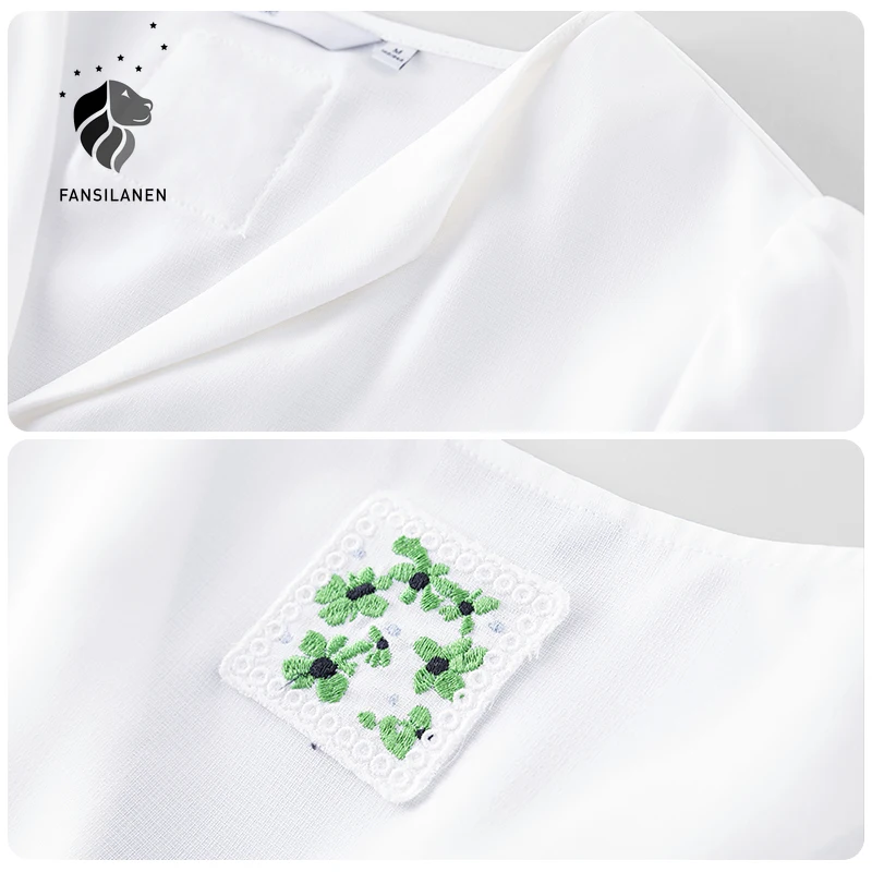 Блузка женская шифоновая с коротким рукавом и V-образным вырезом | Женская одежда