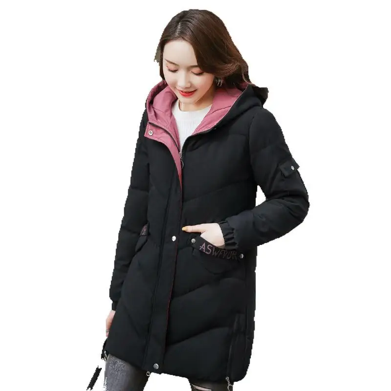 HEFLASHOR Женское зимнее теплое пальто с капюшоном плюс размер зеленая хлопковая