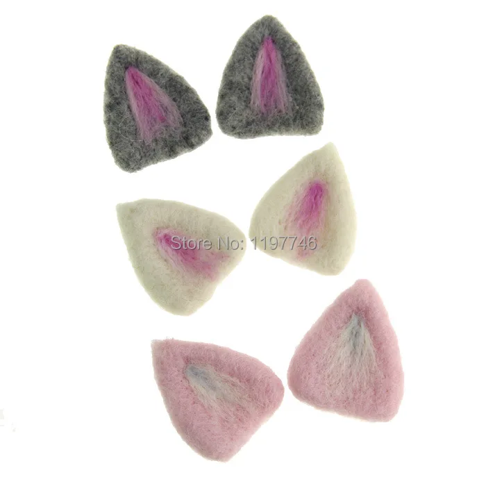 Шерстяная кукла из фетра кошачьи ушки заячьи помпон ручной работы украшение для