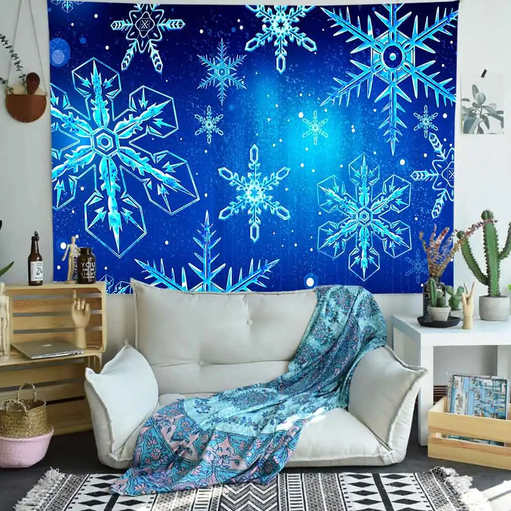 Рождественский гобелен Simsant зимние снежинки снежный поезд искусство настенные