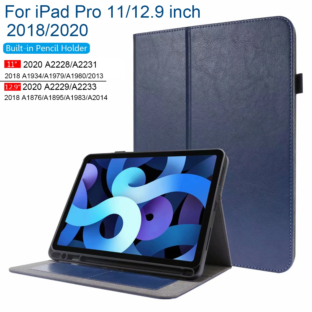 

Чехол для нового iPad Pro 11 2020, чехол с держателем для карандашей, Магнитная подставка из искусственной кожи, силиконовая Мягкая задняя крышка д...