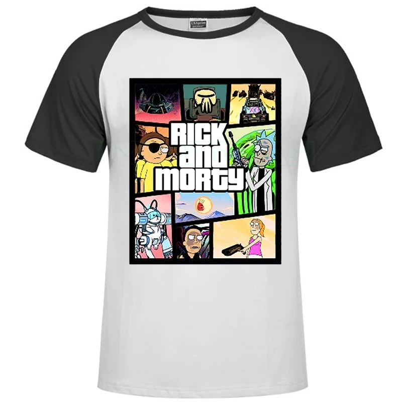 Бренд Rick and marty Мужская футболка Харадзюку хип хоп безбелая одежда японское аниме