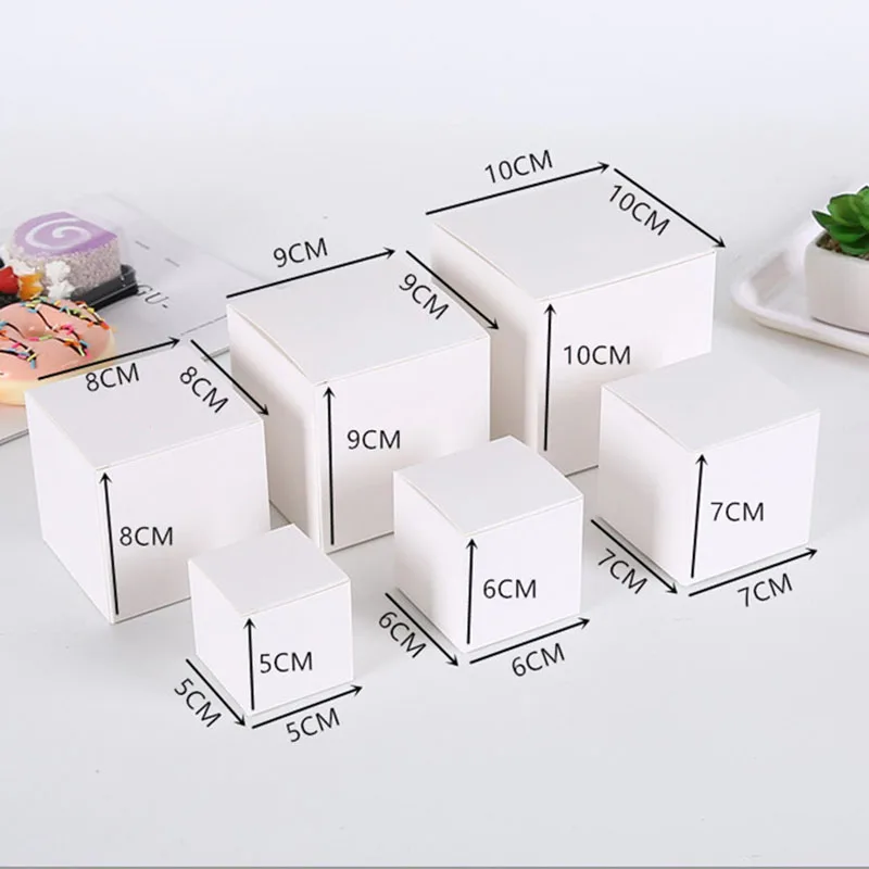

10Pcs Square Cookies Cake Baking Packaging Box DIY Gift Box White Cardboard Box Kraft Paper Box For Soap Cookies Jewelry
