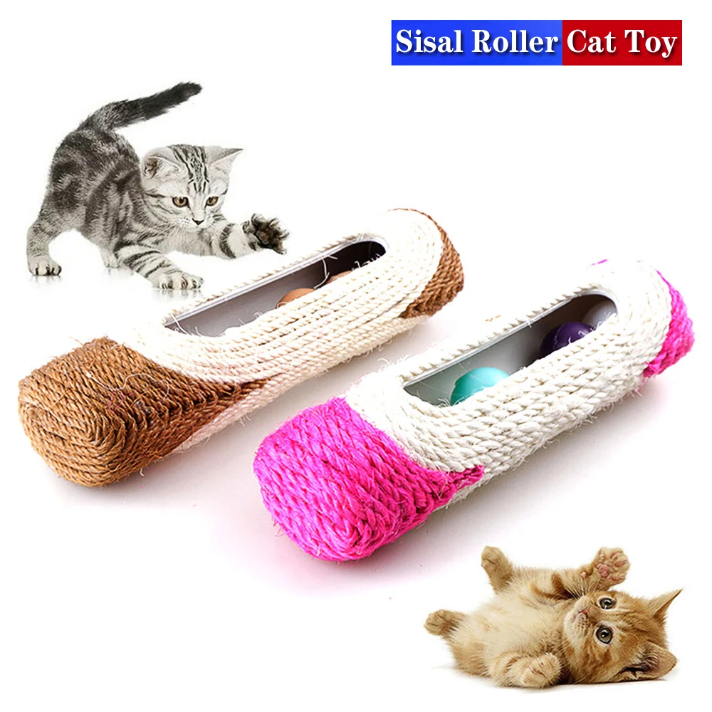 

1Pcs Cat Sisal Scratching Board Pet Cat Kittens Toy Roller with Three Trapped Balls Pet Training Toys Pet Supplies