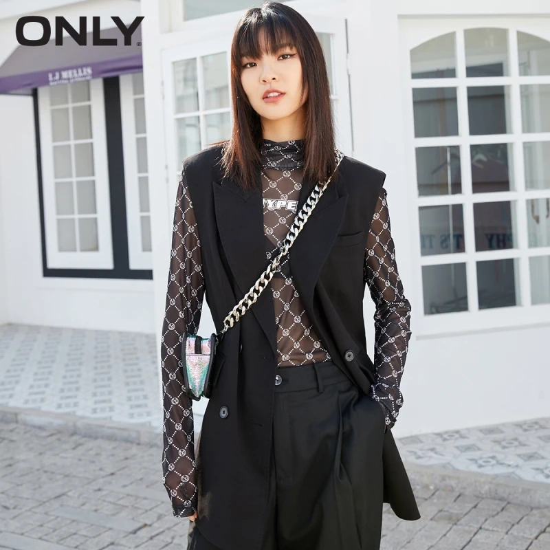 

ONLY summer new fashion commuter style sleeveless simple split mid-length suit women | 120408017