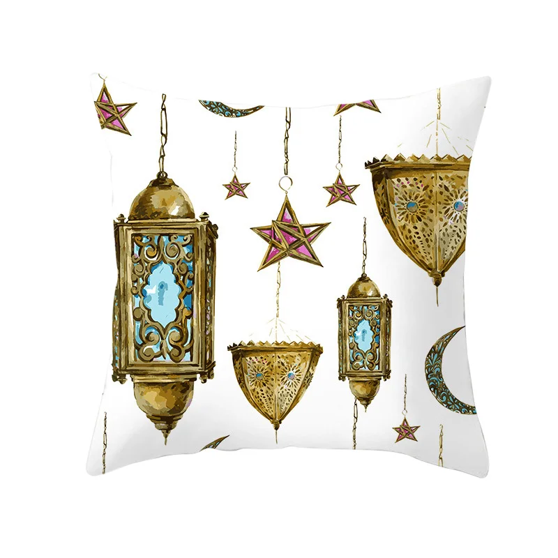 

45cm Pillow Cover Cushion for Eid Mubarak Home Decoration Islamic Mubarak Ramadan Soft Bedroom Chair Decorative Cushion Cover