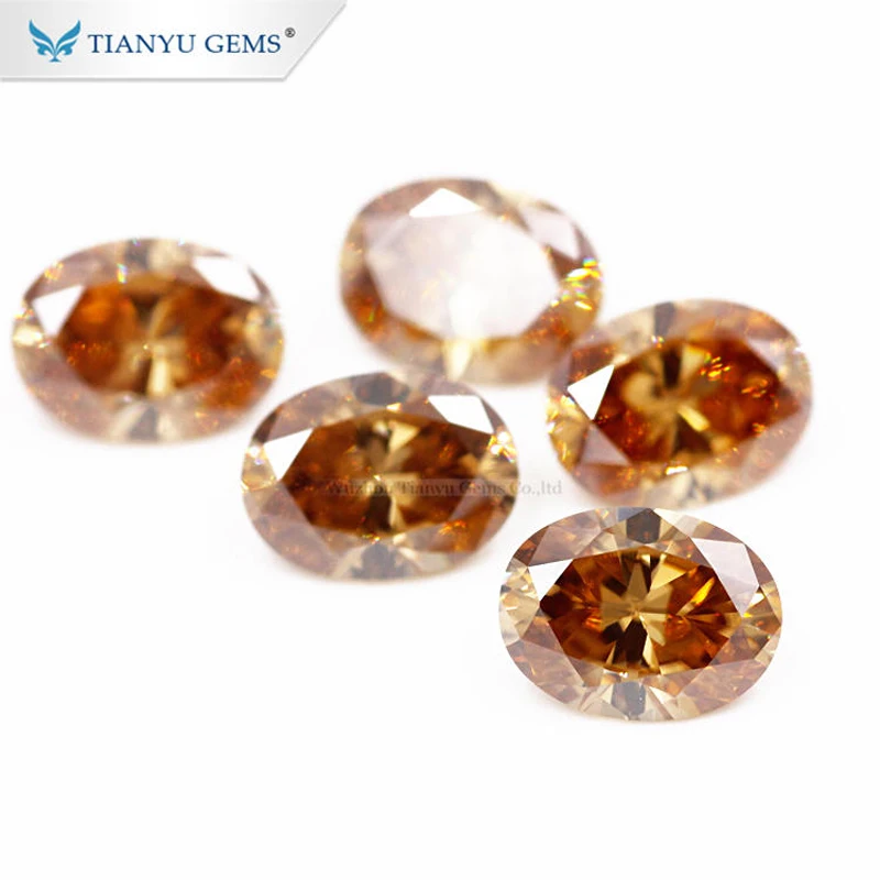 

Tianyu Gems Oval Deep Champagne Loose Stone 5X7mm Moissanite Diamond Gemstone GRA Synthetic Diamonds for Women Ring Jewelry Make