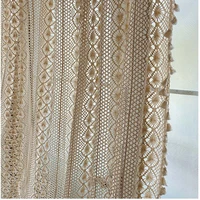 american country beige crochet hollow tassel translucent curtains for living room bedroom finished window treatments drapes 4
