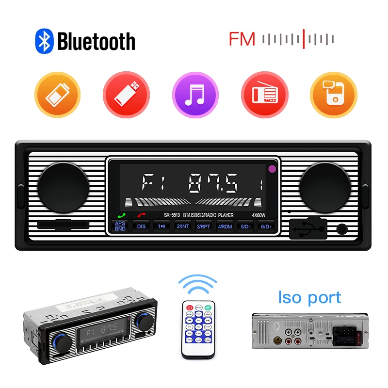 Автомагнитола 1 din автомобильный радиоприемник Bluetooth стерео аудио FM приемник USB SD
