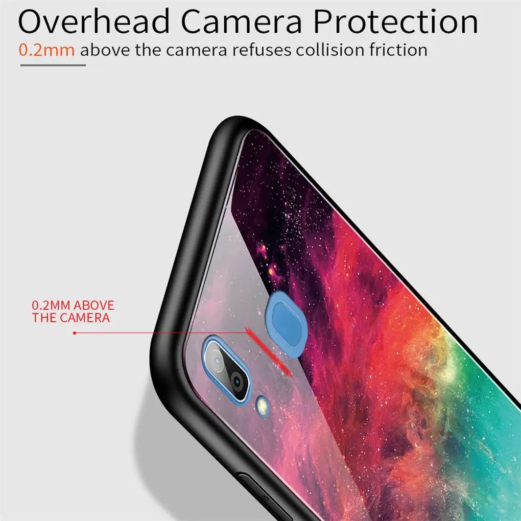 Чехол из закаленного стекла для samsung Galaxy A10 A20 A20e A30 A40 A50 A60 A70 градиентный цветной