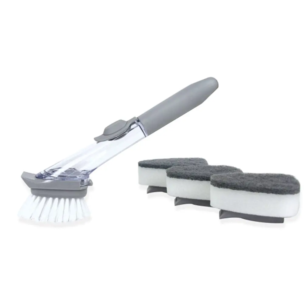 Щетка для мытья с длинной ручкой Pp + губка нейлоновая щетка посуды артефакт