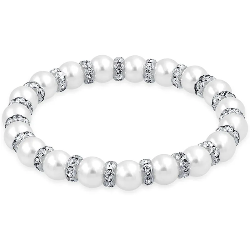 

Женский эластичный браслет с кристаллами Стразы разделительные бусины браслет свадебные украшения