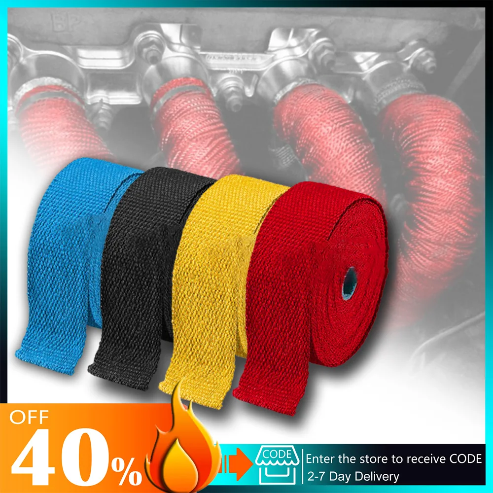 

1.5/5m Glass Fiber Tape Auto Exhaust Pipe Wrap Insulation 900-1200 Degrees Temperature Cotton Insulation Heat Wrapped Tape