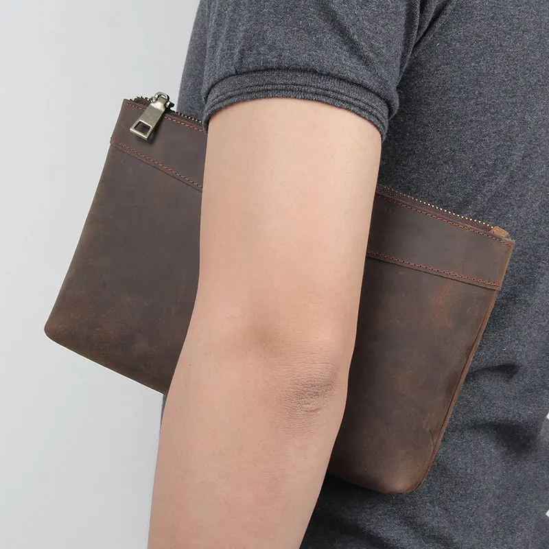 Мужские кошельки из коровьей кожи деловые мужские Клатчи натуральной на молнии