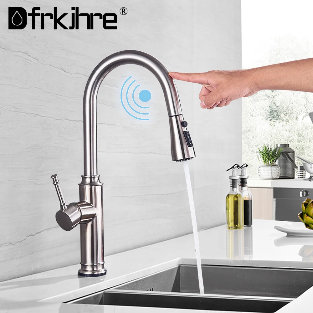 

Pull Out Brushed Nickel Sensor Kitchen Faucets Stainless Steel Smart Induction Mixed Tap Touch Control Sink Tap Torneira Cozinha