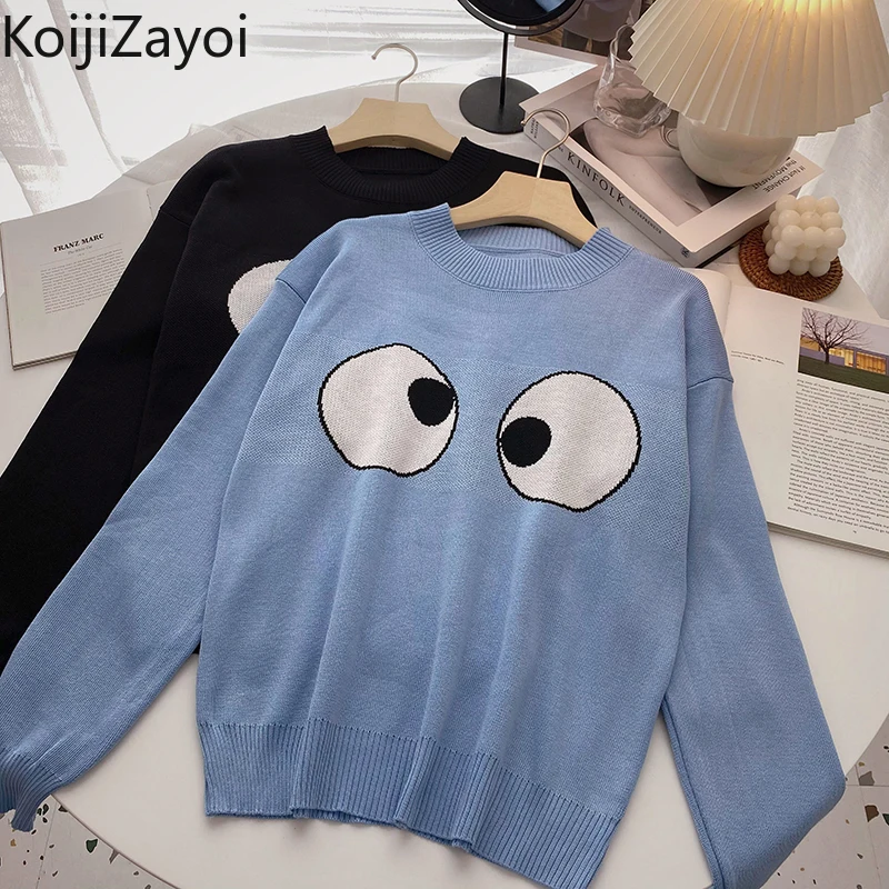 

Koijizayoi Cartoon Women Kawaii Pullovers Long Sleeves O Neck Fashion Lady Chic Outwear Tops Cute Warm Winter Sweater Dropship