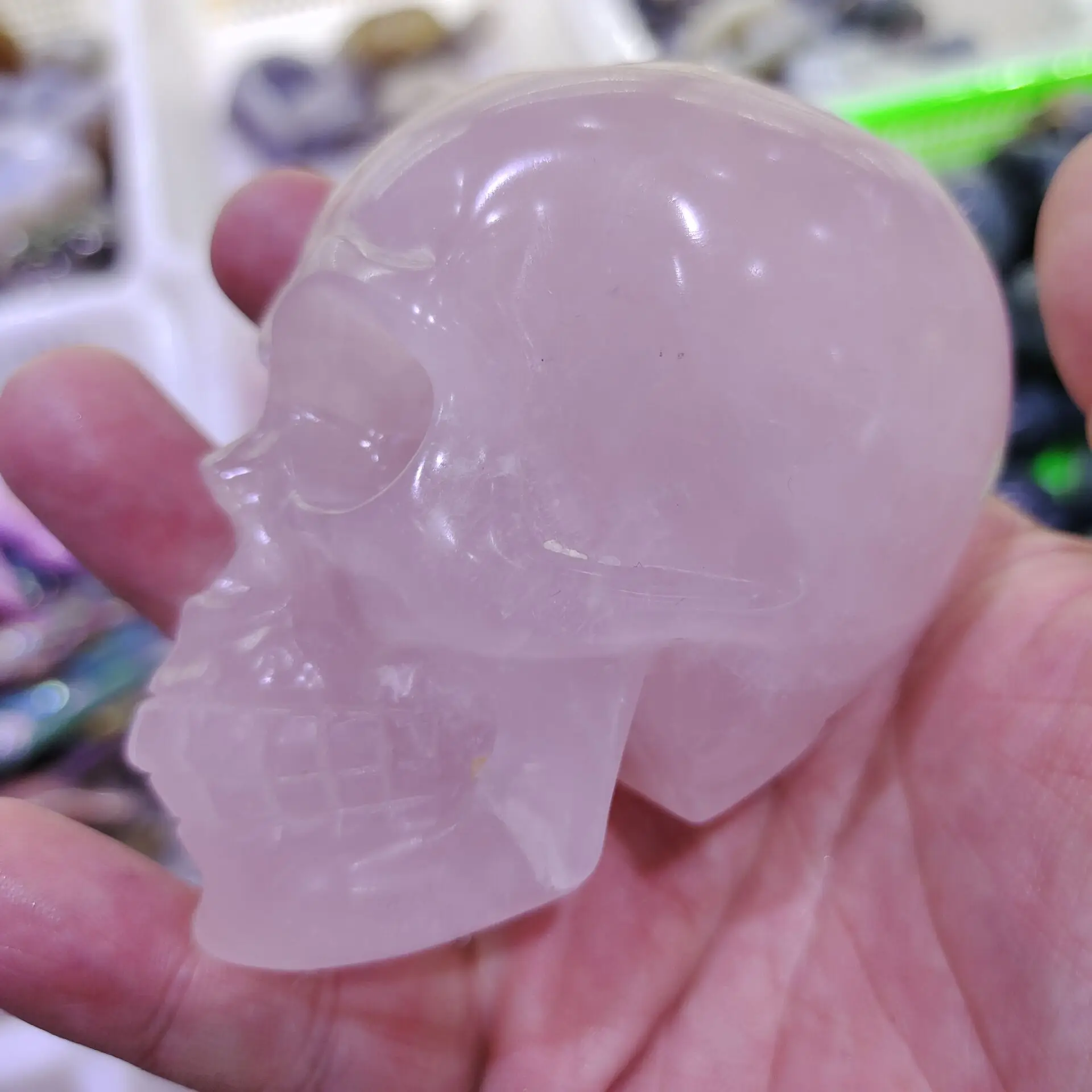 

1 шт. 520-630 г красивый натуральный розовый кристалл череп Резьба из натурального кристалла натуральный кристалл Рейки Исцеление